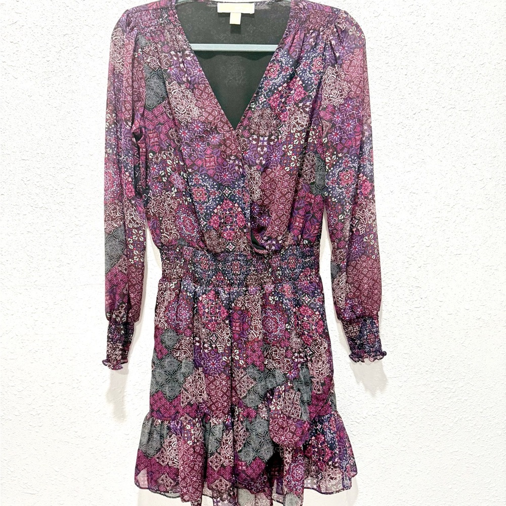 Michael Kors Patchwork Georgette Ruffled Wrap Dre… - image 2